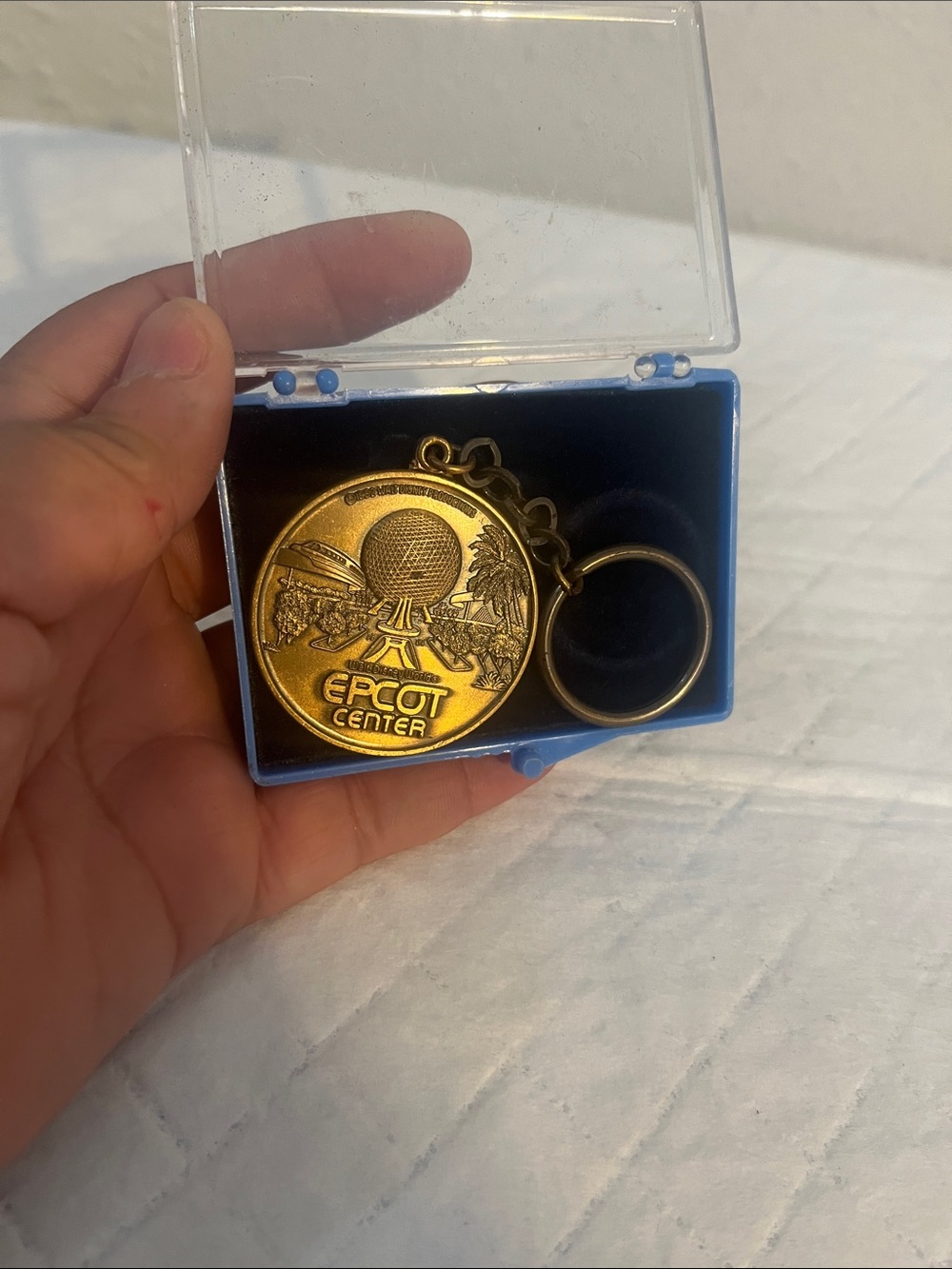 Vintage Gold Epcot Center Keychain – Collectible Souvenir